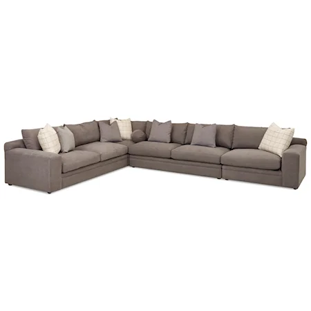 Casual Four Piece Sectional Sofa with RAF Chair